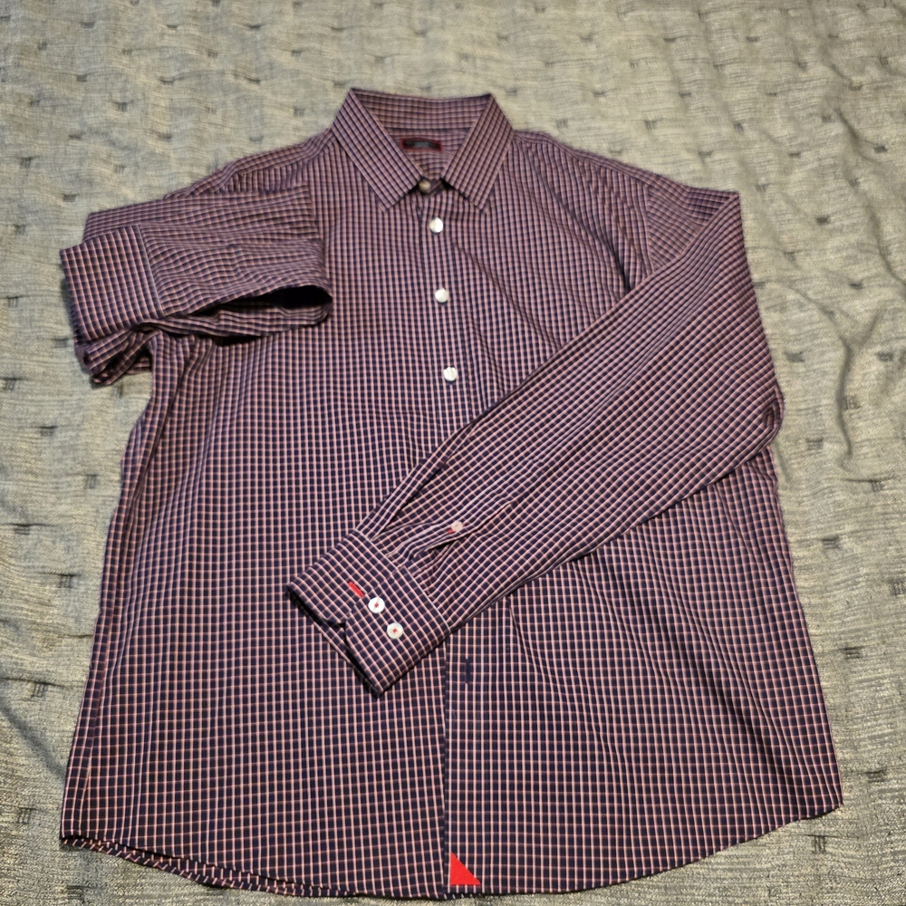 UNTUCKit Men's Plaid Shirt - Red and Navy